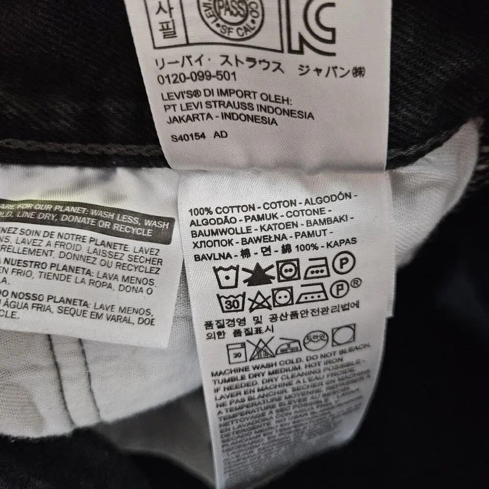 Levis 501 Jeans Mens 32X28 (Tag 36X30) Black Straight Fit Button Fly Iconic